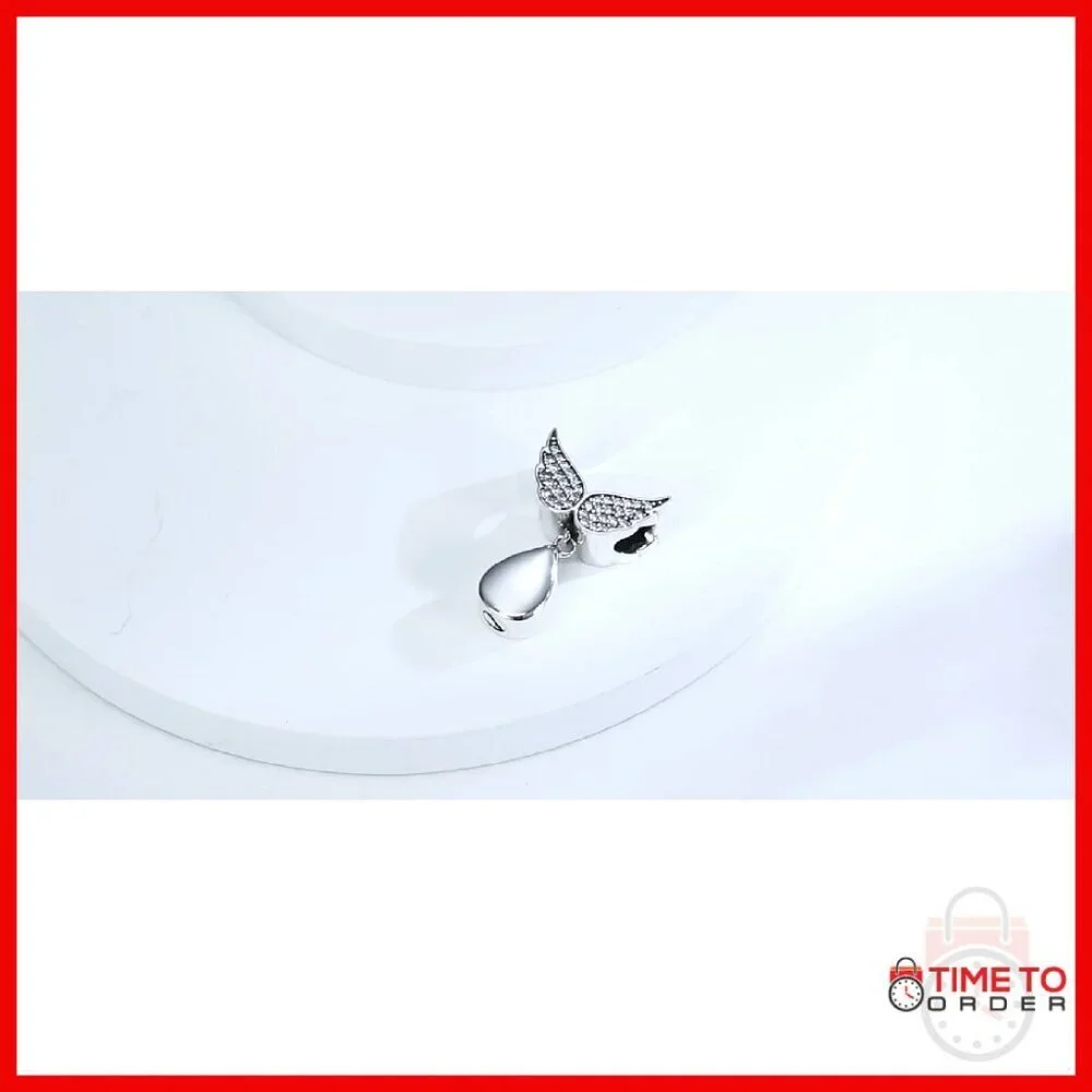 Sterling Silver Angel Wing Urn Charm for Ashes Memorial Keepsake Pendant